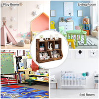 Étagère à jouets Garvee avec 3 étagères et 2 boîtes basculantes pour chambre d'enfant et salle de jeux, en bois, anti-basculement, marron, 91,5 cm (L) x 29 cm (l) x 80 cm (H)