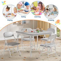 Ensemble table et chaises pliantes 3 pièces Garvee pour enfants, pliable, en cuir PU, structure en métal, léger, idéal pour la salle de jeux et le camping, multicolore