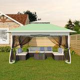 Garvee Tente Canopée 13x13 ft Pop-Up Avec Cadre Renforcé, Toile Imperméable UV, Moustiquaire, Vert Olive Pour BBQ Extérieur - 