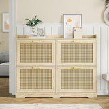 Garvee meuble à chaussures en rotin avec 4 tiroirs abattants, MDF, compact et ventilé