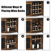 Meuble bar à vin Garvee à 3 niveaux avec casier à bouteilles amovible, porte-verres et porte grillagée pour cuisine et salon, 69 cm L x 35 cm P x 92 cm H, MDF et fer, polyvalent