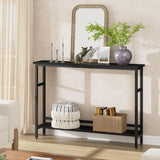 Garvee Console étroite 15 × 100 × 79 cm, 2 niveaux, étagère réglable, MDF et métal, pour entrée et salon - Noir