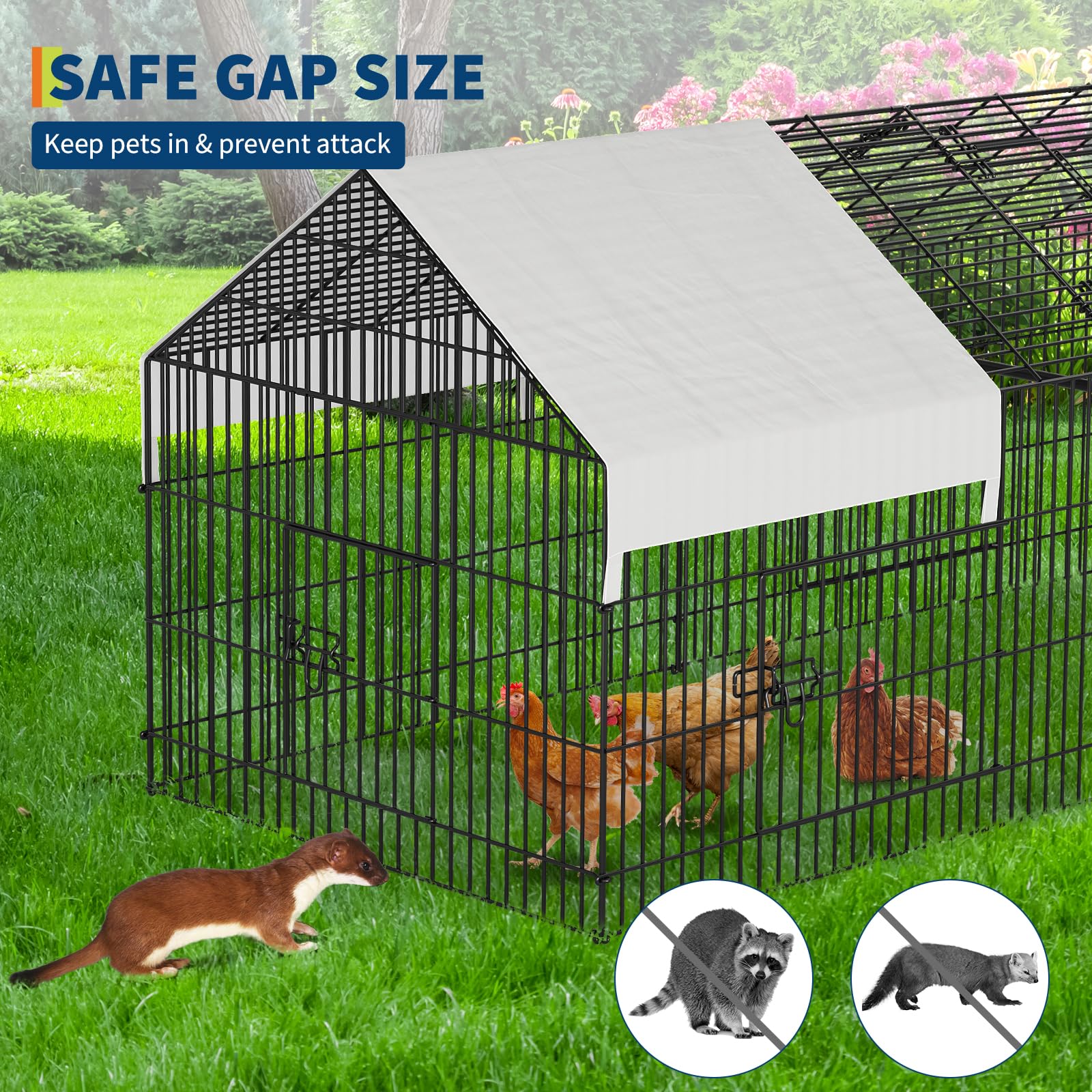 Poulailler métallique Garvee 330 x 101 x 101 cm, construction robuste, protection imperméable, idéal pour l'élevage de volailles au jardin ou à la ferme.
