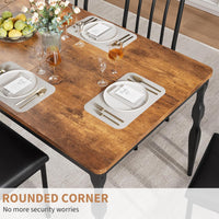 Table de salle à manger Garvee style ferme 180 cm, rectangulaire, robuste, en bois avec pieds en métal, pour la cuisine et la salle à manger, 6 à 8 couverts, résistante aux rayures, stable, en bois naturel