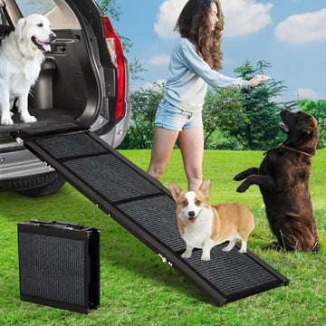 Garvee Rampe pliable pour chien en aluminium 180 x 43 cm, antidérapante, supporte jusqu’à 120 kg, idéale voiture, canapé, lit et chiens âgés.