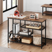 Garvee console à 4 niveaux avec étagère en verre et structure en métal, idéale pour l’entrée et le salon, 100 × 30 × 75 cm, rétro rustique