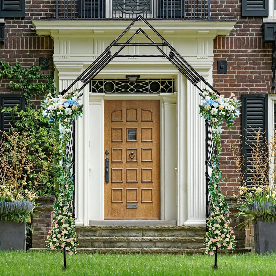 Arche de jardin en métal Garvee, treillis 2,40 m x 1,20 m, structure en fer robuste et résistante aux intempéries, style vintage, pour jardin, mariage et terrasse