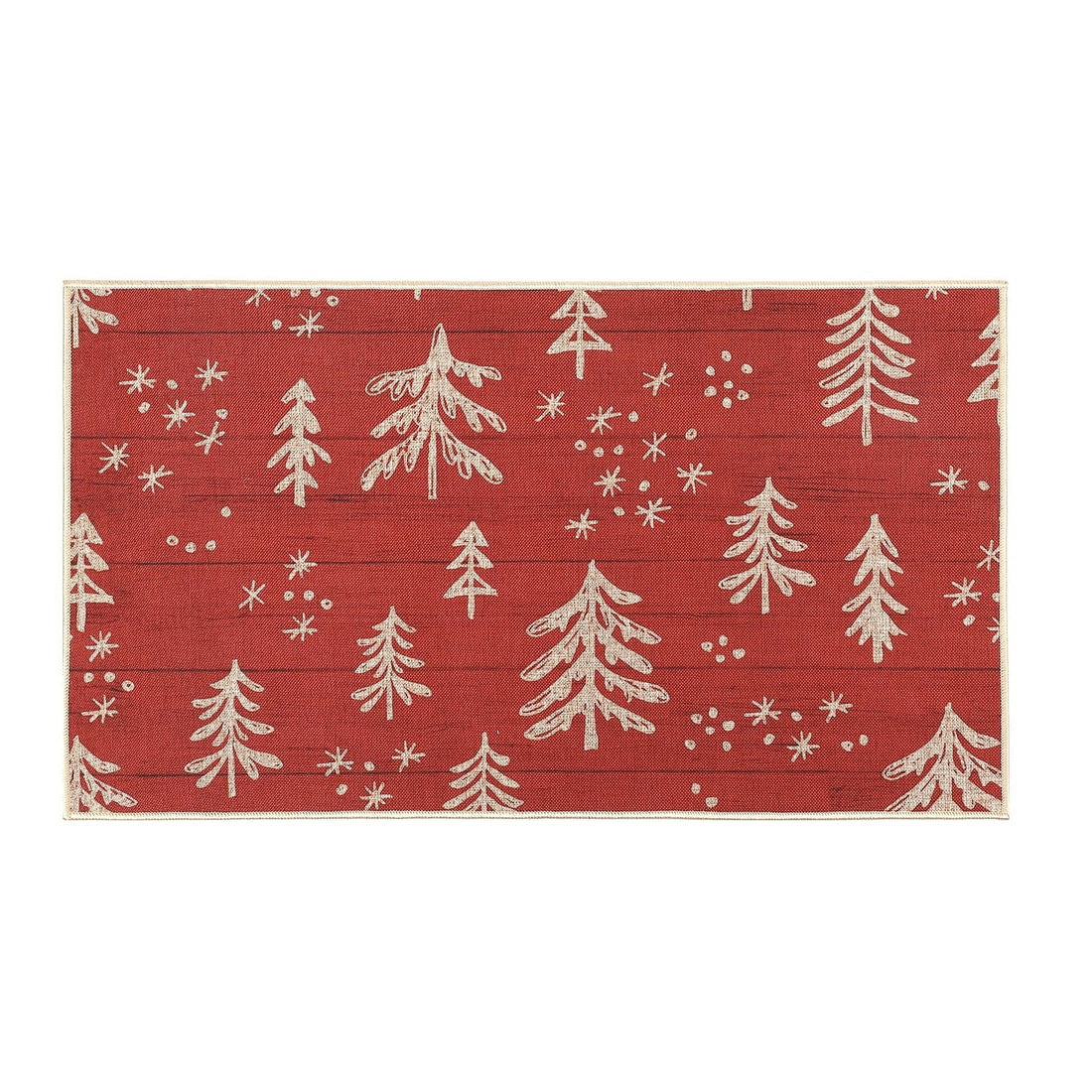 Tapis de porte de Noël lavable Garvee, antidérapant, en caoutchouc, motif sapin de Noël, rouge, 40 x 80 cm, pour l'entrée et l'extérieur.