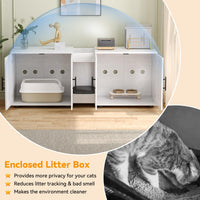 Garvee Enclos pour chat à double pièce avec mobilier intégré pour salon, 140cm (139,7cm) de long, blanc