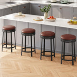 Garvee Lot de 4 Tabourets de Bar Pivotants 61 cm, Similicuir Marron, Structure Métal avec Dossier et Repose-Pieds, pour Îlot de Cuisine et Bar - Brun