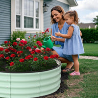 Jardinières surélevées d'extérieur Garvee, lot de 2, 120 x 120 x 30 cm, acier galvanisé, antirouille, structure à base ouverte, vert, pour jardin et balcon