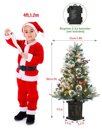 Garvee sapin de Noël artificiel, lot de 2, 90 cm, 78 LED à fibre optique (blanc chaud), 8 modes d'éclairage, base semi-circulaire