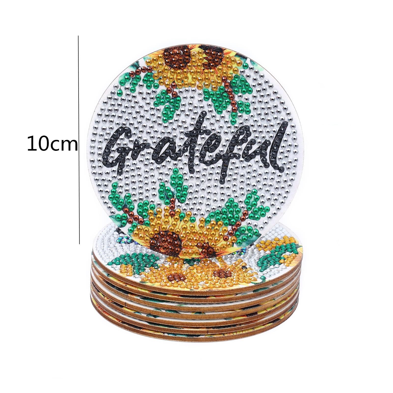 Kit de peinture diamant Garvee 8 pièces à faire soi-même, motif tournesol, bois, avec support et colle, décoration pour la maison et la cuisine, coloré