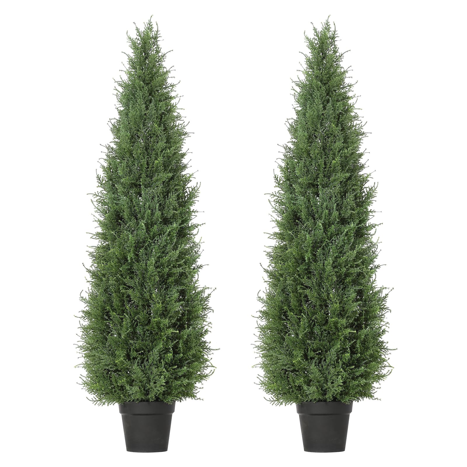 Garvee Arbres topiaires artificiels en cèdre 1,50 m en polyéthylène, résistants aux UV et aux intempéries, branches orientables, pour jardin et terrasse, vert