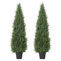 Garvee Arbres topiaires artificiels en cèdre 1,50 m en polyéthylène, résistants aux UV et aux intempéries, branches orientables, pour jardin et terrasse, vert