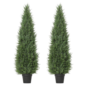 Garvee Arbres artificiels en cèdre 1,20 m en polyéthylène, résistants aux UV et aux intempéries, branches orientables, pour jardin et terrasse, vert