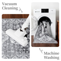 Tapis oriental GARVEE, grand format, style bohème rétro, lavable en machine, gris, 160 x 230 cm, idéal pour salon, chambre ou cuisine.