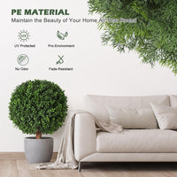 Ensemble d'arbres artificiels en buis Garvee de 61 cm (24 pouces), résistant aux UV, réaliste, en polyéthylène, pré-assemblé avec pot en ciment, pour entrée et terrasse, vert