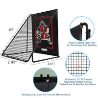 Cible de lancer et filet de rebond Garvee 2 en 1 pour le baseball - Nylon et polyéthylène - Entraînement pour jeunes - Réglable - Noir