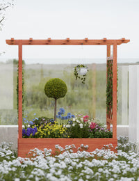 Jardinière surélevée Garvee avec treillis, 114 cm, bois résistant aux intempéries, pour balcon et jardin, autoportante, 4 trous de drainage, coloris naturels