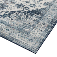 Tapis oriental vintage Garvee, antidérapant, antitache, à poils courts et doux, lavable, base en latex TPR, bleu, 120 x 170 cm, salon, bureau