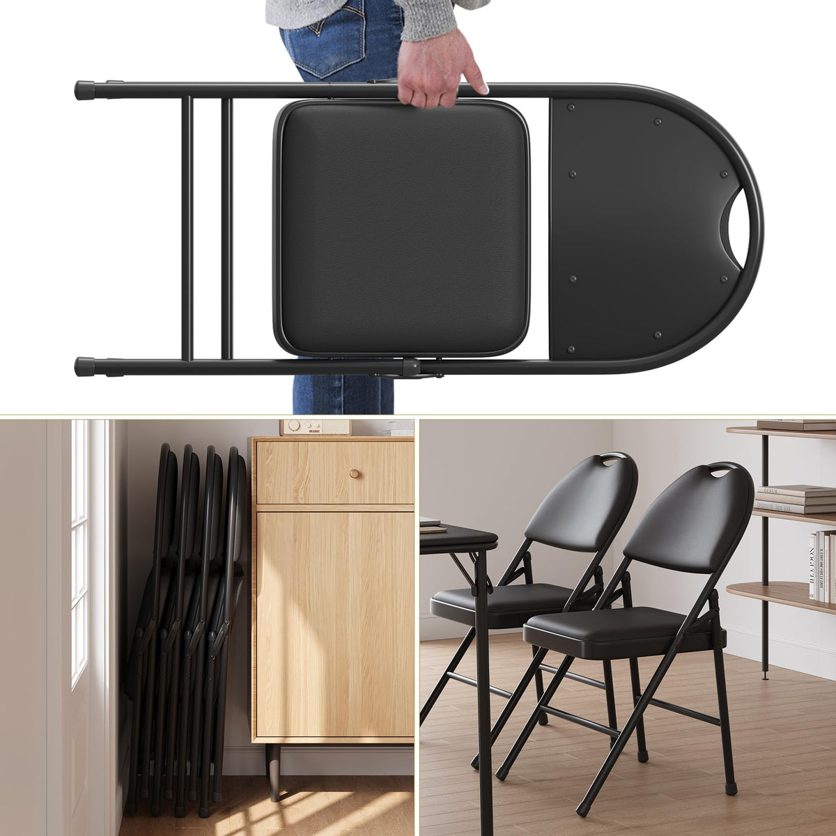 Table de salle à manger Garvee pour 2 personnes avec 2 chaises rembourrées, ensemble carré vintage, plateau en MDF, structure métallique robuste, cuisine et salle à manger, gain de place