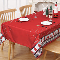Nappe de Noël Garvee, rouge, en toile cirée imperméable avec sapin de Noël, rectangulaire, 137 x 229 cm