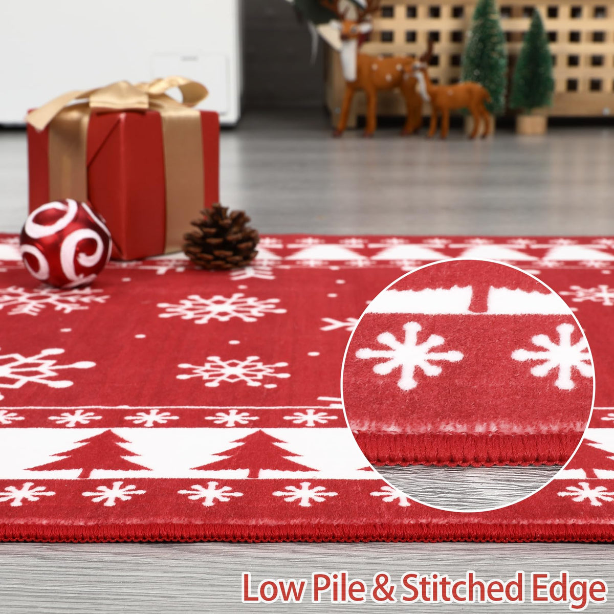 Tapis de Noël moderne Garvee grand format à motif flocons de neige pour salon, chambre, salle à manger, 140 x 200 cm, multicolore