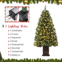 Sapin de Noël artificiel vert Garvee de 1,37 m (4,5 pi) avec 300 lumières DEL, 8 modes d'éclairage, aiguilles en PVC, pot en ciment pour une utilisation intérieure et extérieure, branches denses, vert