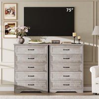 Garvee commode à 5 tiroirs pour la chambre, avec grand espace de rangement et protection anti-basculement, en MDF gris, pour le salon et la chambre d'enfant