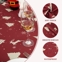 Nappe de Noël ronde GARVEE 152 cm, imperméable et lavable, couleur or, idéale pour les fêtes, la cuisine et la salle à manger. Parfaite pour une décoration festive.
