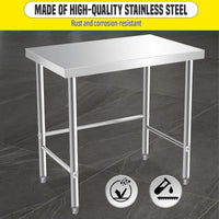 Garvee table de travail en acier inoxydable, 91 × 61 × 89 cm, conception robuste, mobile et fixe, pour cuisine et restaurant