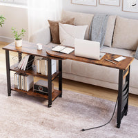 Garvee table d'appoint pivotante à 360° avec station de charge, 6 roulettes, MDF et métal, salon et chambre, noire