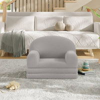 Fauteuil-canapé Garvee pour enfants, 2 en 1, pliable, en tissu polaire doux et confortable, gris, pour salle de jeux ou chambre.