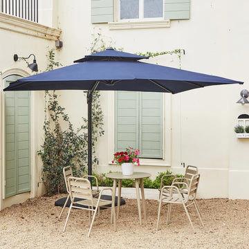 Garvee Parasol 3 × 3 m bleu marine, toile 240 g/m², bras articulé en aluminium avec rotation 360°, pour balcon, terrasse et piscine