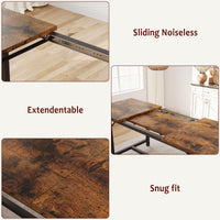 Ensemble table et chaises extensibles Garvee pour 4 à 6 personnes avec protections d'angle et banquettes rembourrées, structure en MDF, piètement en H robuste, gain de place, idéal pour les petites pièces, noir