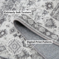Tapis GARVEE style bohème traditionnel, lavable, antidérapant, doux, antitache, pliable, 80 x 150 cm, gris, salon