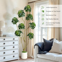 Arbre parasol artificiel Garvee de 1,83 m (6 pi) de haut, plusieurs tiges, pot en PE blanc, pour la décoration de la maison et du bureau, 178 x 70 cm (70 x 27,5 po).