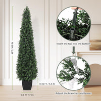 Garvee Lot de 2 topiaires artificielles pyramidales de 122 cm, résistantes aux UV, décoration verte pour terrasse et jardin