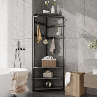 Armoire d'angle Garvee avec banc à chaussures et 12 crochets doubles pour entrée et couloir, en bois, gain de place, robuste et fonctionnelle.