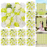 Garvee panneau Mural Fleur Artificielle Luxe 3D Roses Soie Durable Assemblage Rapide Décor Mariage Fête Bébé 38 × 38 cm - Vert