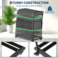 Chariot à chaises pliantes Garvee en forme de L, capacité de 136 kg, pouvant contenir 25 chaises, en métal robuste avec revêtement en poudre, poignée amovible, idéal pour les mariages et les événements.