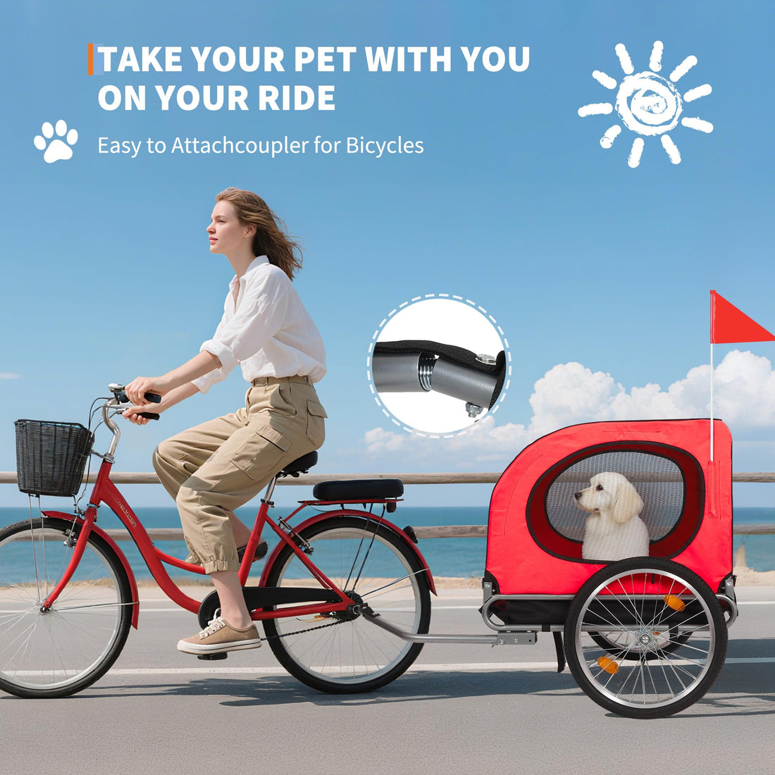Remorque vélo pliable Garvee pour grands chiens jusqu'à 40 kg, pneus pneumatiques 16 pouces, tissu Oxford imperméable, idéale pour les aventures en plein air, noire