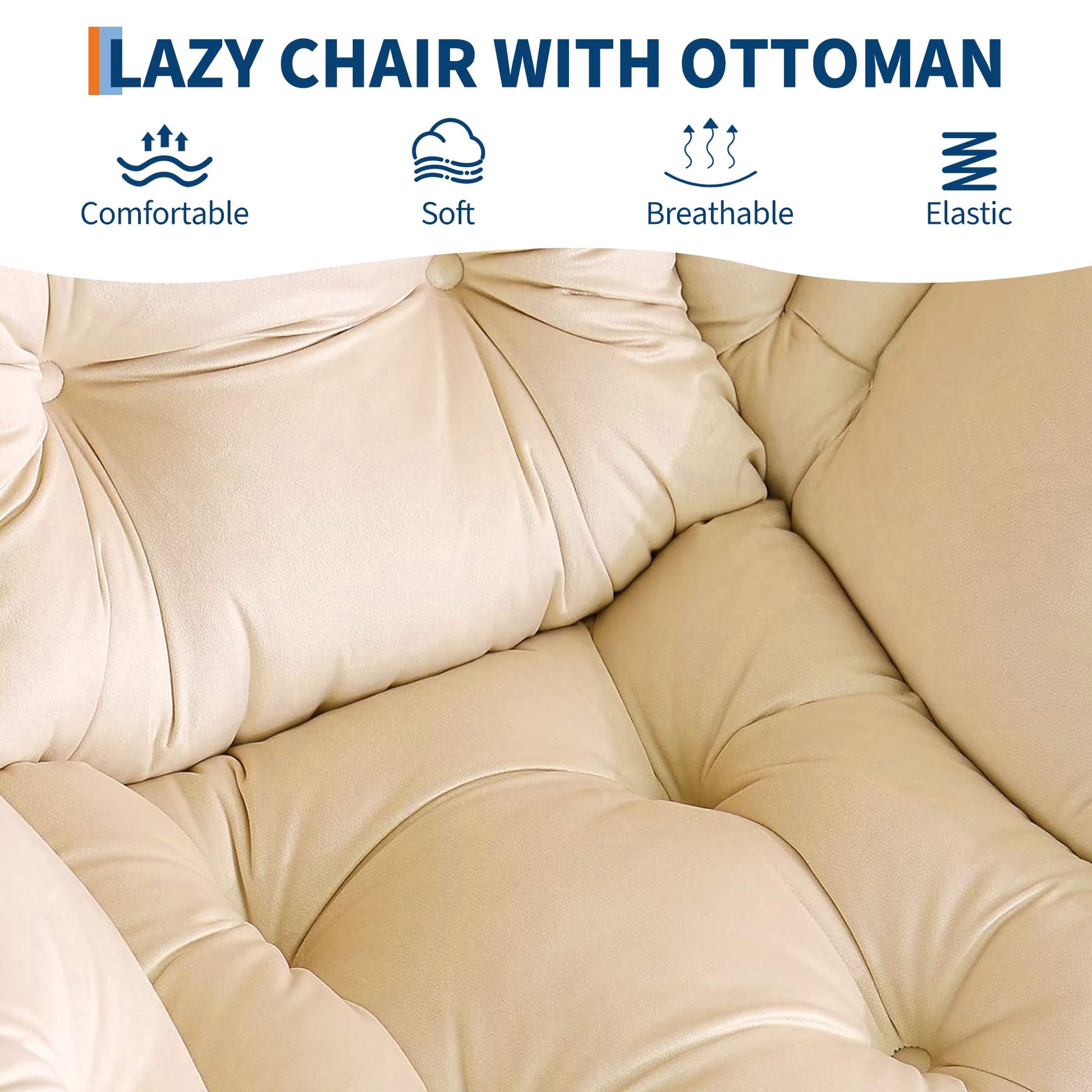 Fauteuil relax Garvee avec repose-pieds, ergonomique et robuste, revêtement en imitation fourrure de lapin, couleur champagne, idéal pour le salon ou le bureau.