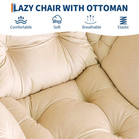 Fauteuil relax Garvee avec repose-pieds, ergonomique et robuste, revêtement en imitation fourrure de lapin, couleur champagne, idéal pour le salon ou le bureau.