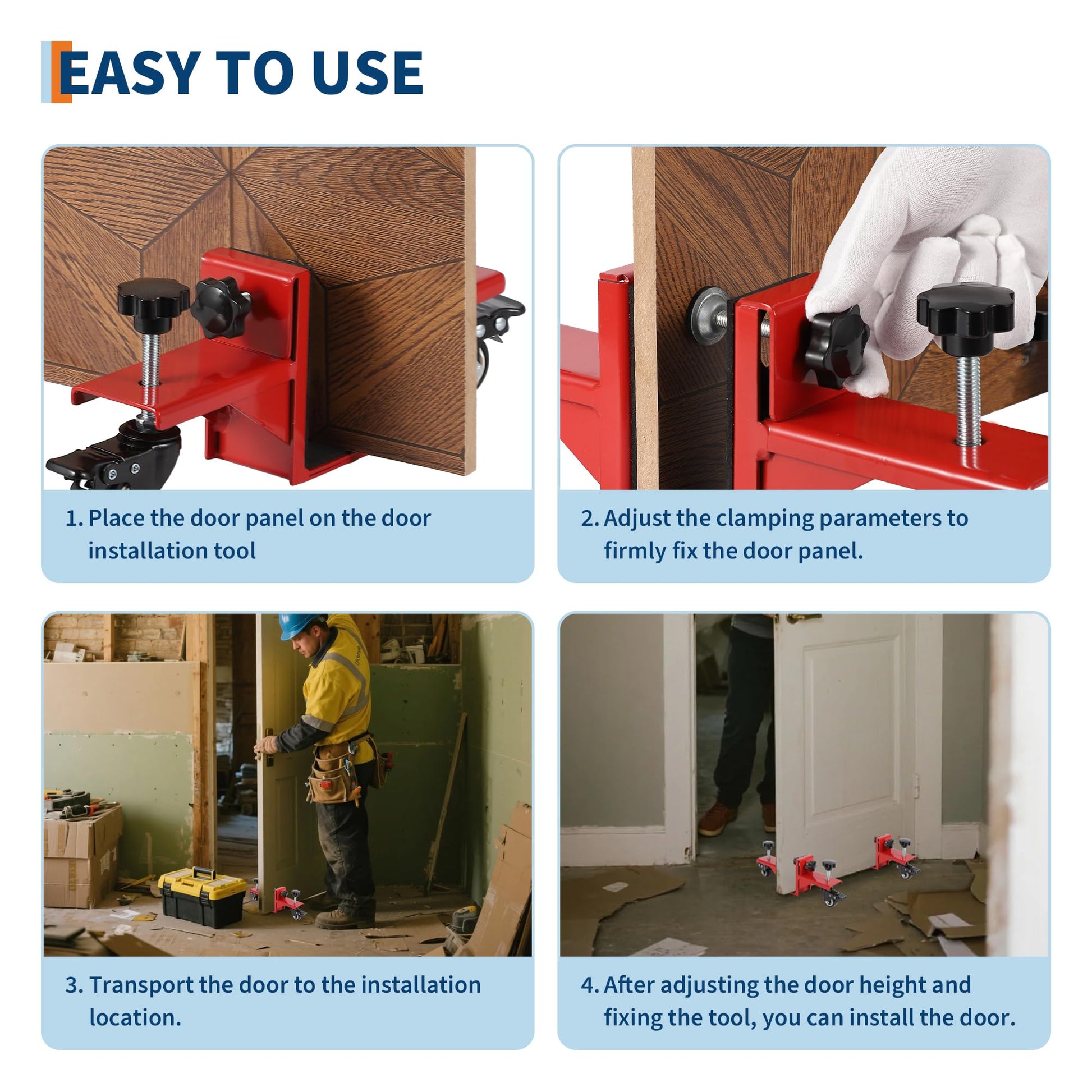 Kit d'installation de porte Garvee, 2 pièces, pour portes de 0 à 4,8 cm d'épaisseur, capacité de charge de 340 kg, acier Q235, rouge, usage commercial et résidentiel