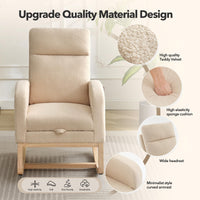 Fauteuil à bascule Garvee pour chambre d'enfant avec repose-pieds, tissu à motifs peluche, ergonomique, structure en bois robuste, salon et chambre, multicolore