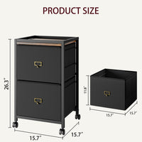 Garvee Caisson de classement mobile 2 tiroirs en tissu, cadre métal, plateau MDF, imperméable et anticorrosion, roulettes, idéal bureau maison.