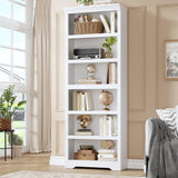 Garvee Bibliothèque haute à 6 niveaux 190 cm en MDF, étagères réglables, meuble de rangement pour salon ou bureau - Blanc