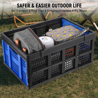 Boîte pliante professionnelle robuste Garvee avec poignées tactiles, 55 L, 40 x 56 x 26 cm, bleue - Pliable, empilable, écologique